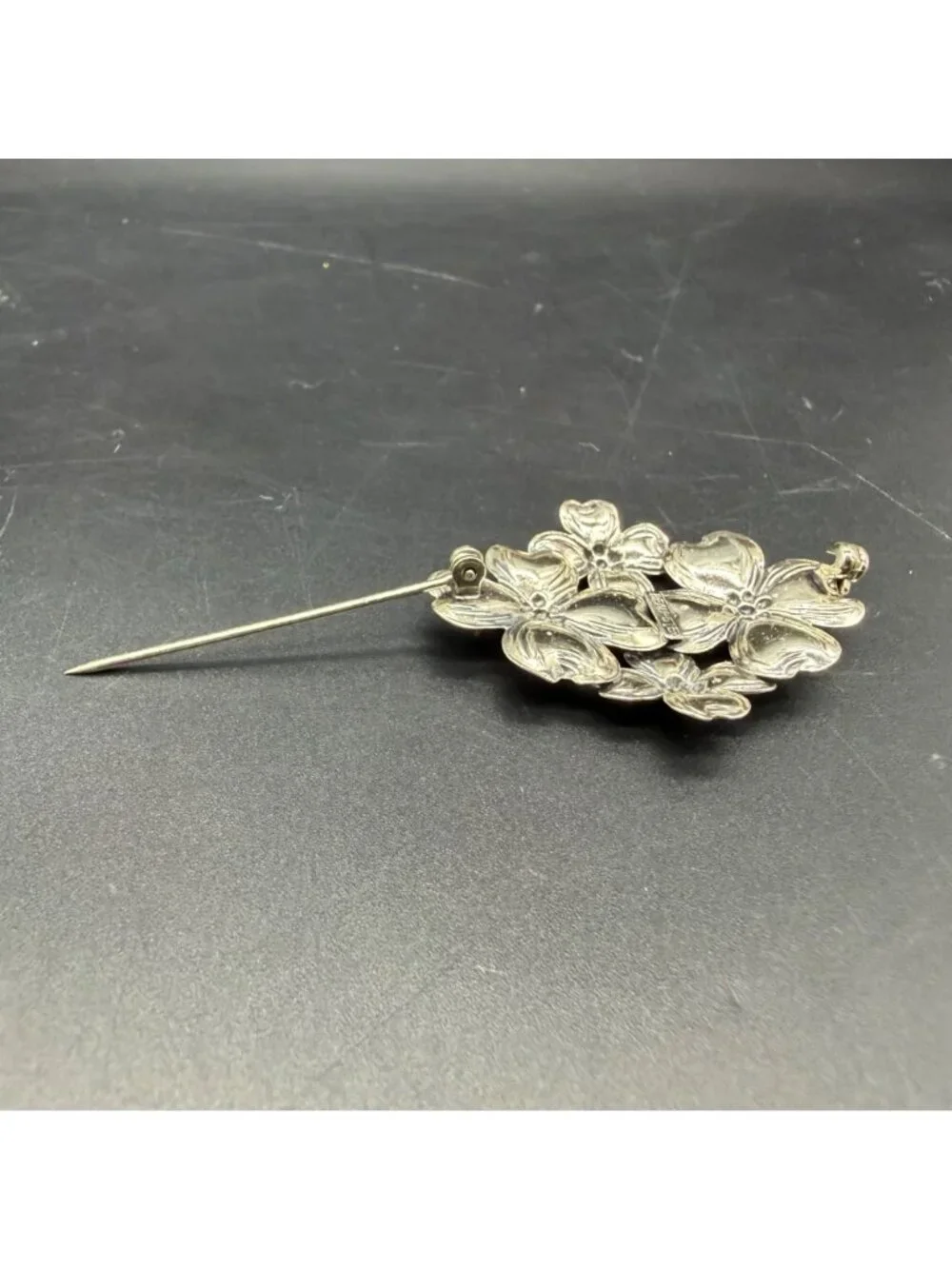 Dogwood Flower Brooch Pin Vintage Beau Sterling Silver Floral Jewelry Retro